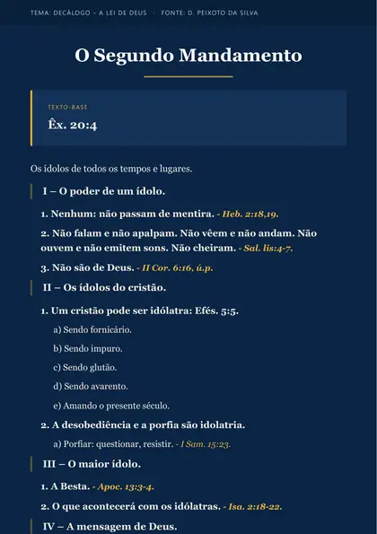 Esboço: O Segundo Mandamento